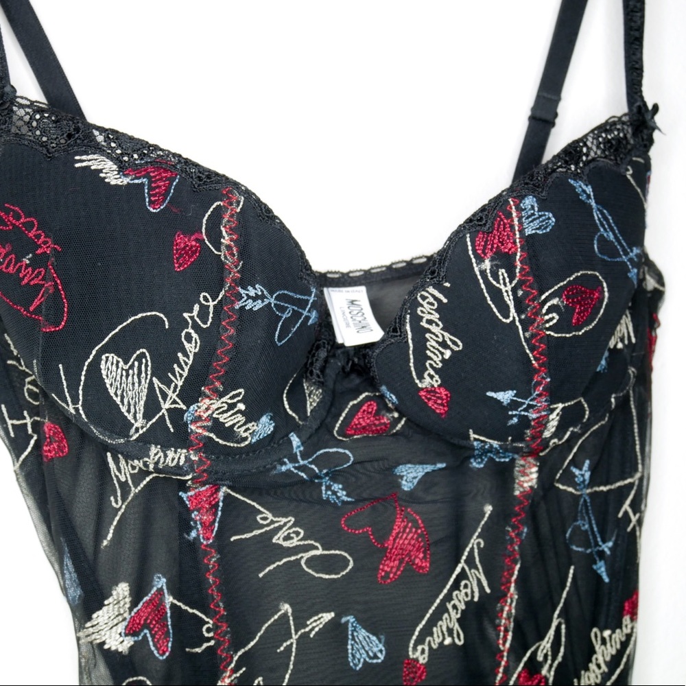 Moschino lingerie black logo bra love embroidery - Picture 2 of 7